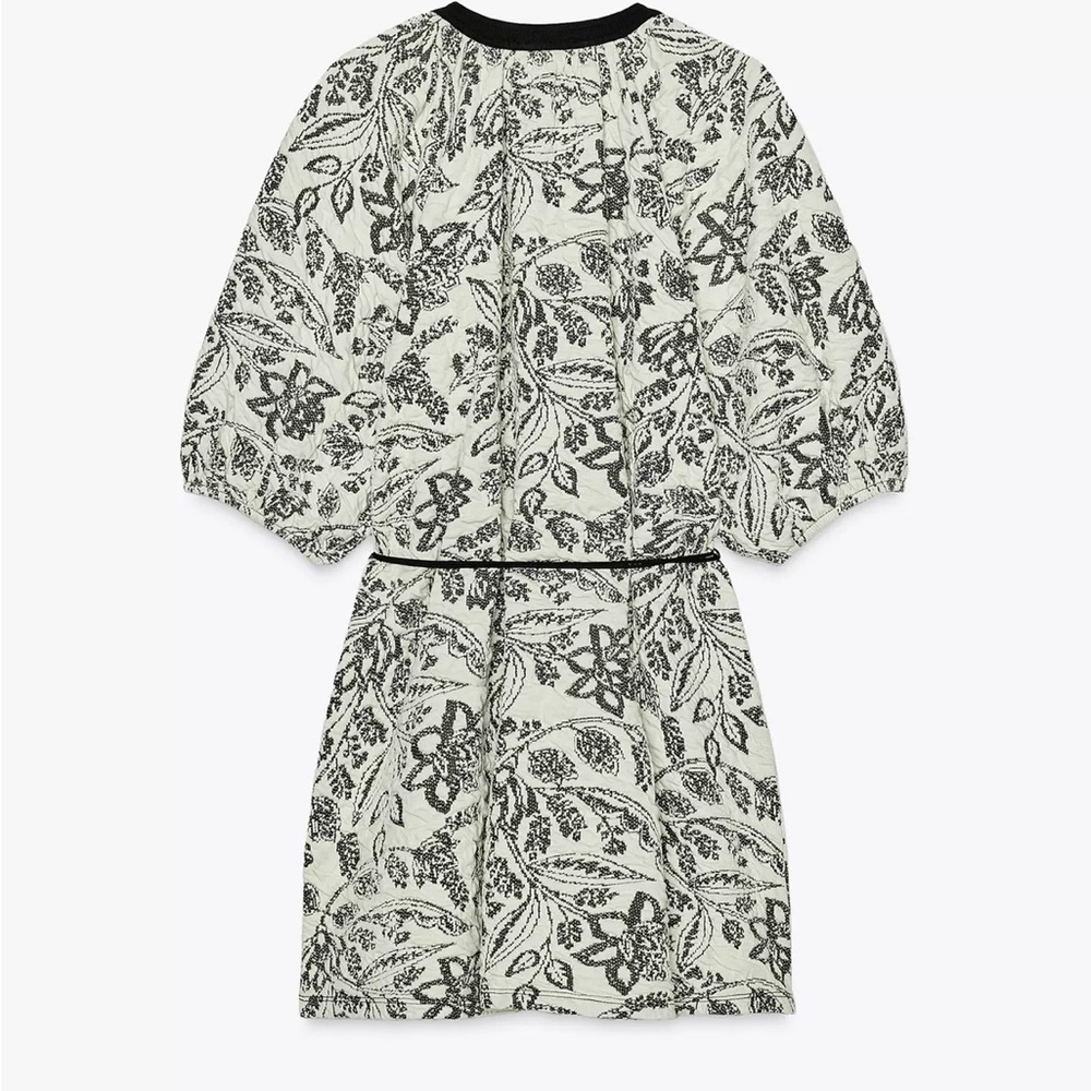 NWT Zara Black and White Jacquard Floral Dress - Picture 6 of 6